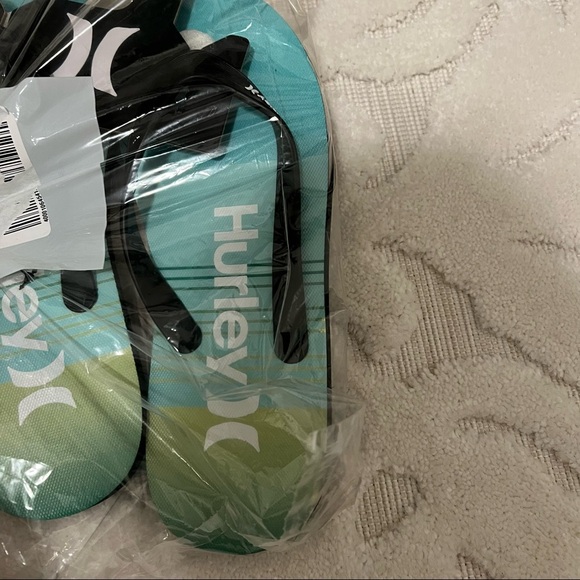 Hurley Green Black Classic Thong Flip Flop Sandal Size 10 NEW - Picture 2 of 3